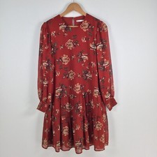Target womens dress size 6 red shift floral long sleeve round neck 024749