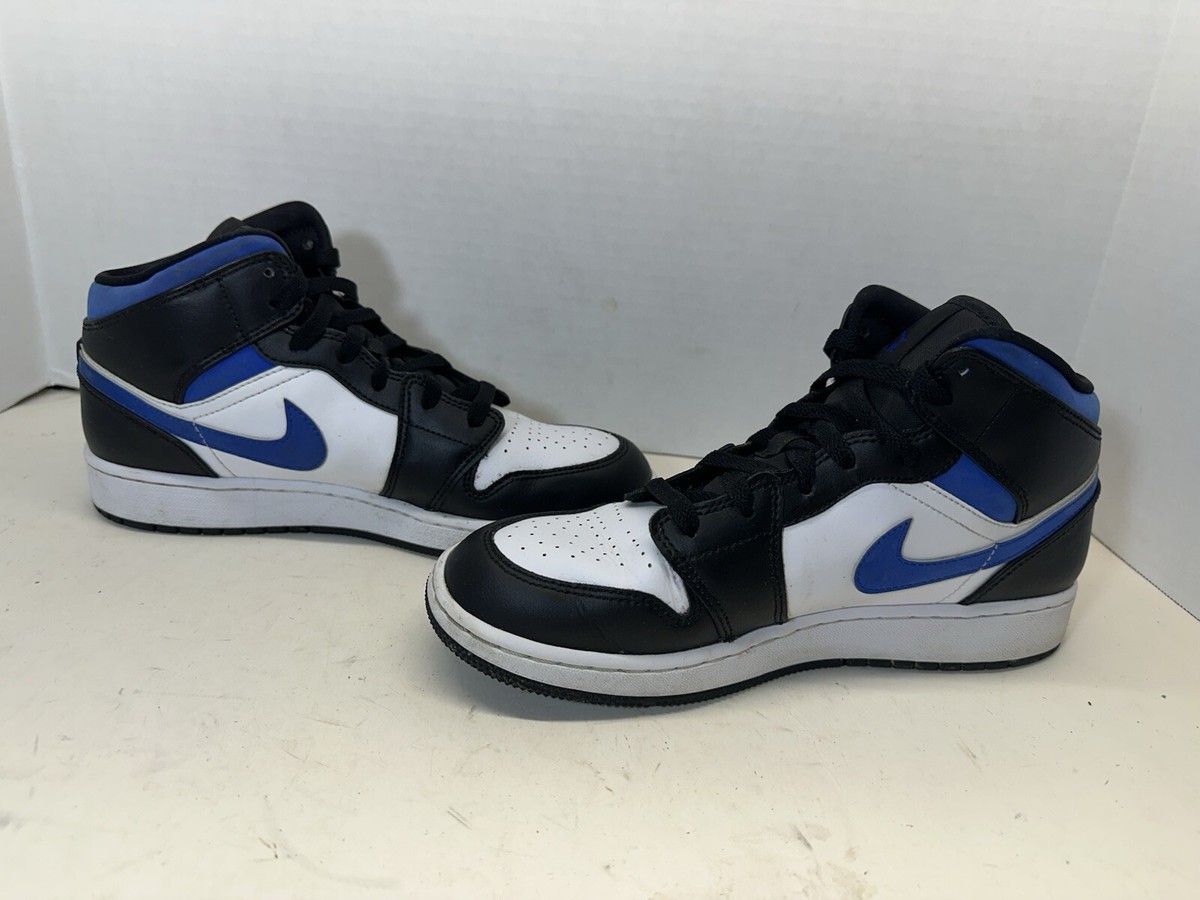 Ray。Nike Air Jordan 1 Mid ブラック/ブルー Nike Air Jordan 1 Mid SS (GS) Shoes 