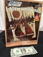 Vintage National Yarn Crafts Latch Hook Kit Sailboat Sealed Box New