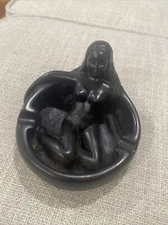 Black Vintage Nude Naked Lady Rare Cigarette Smoking Resin Ashtray Collectible