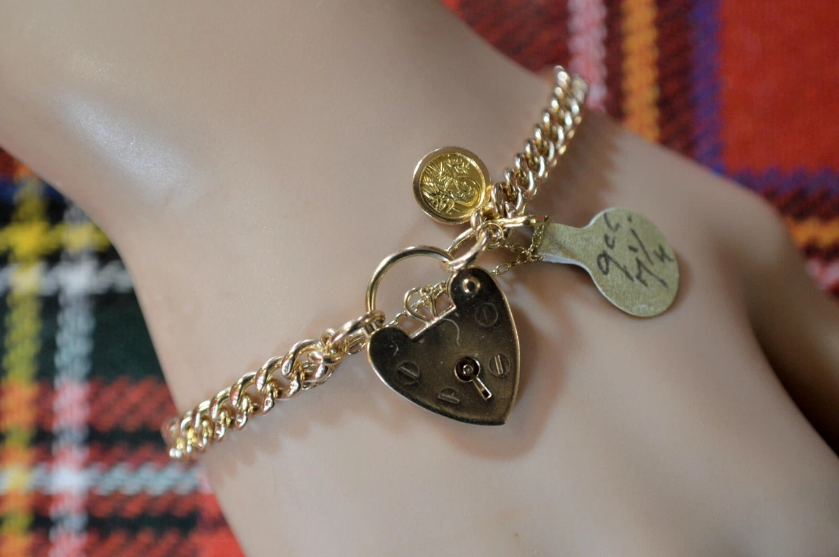 Gold charm deals bracelet ebay