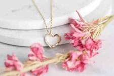 1 Ct Round Cut Moissanite Women Heart Pendant 18"Necklace 14K Yellow Gold Plated