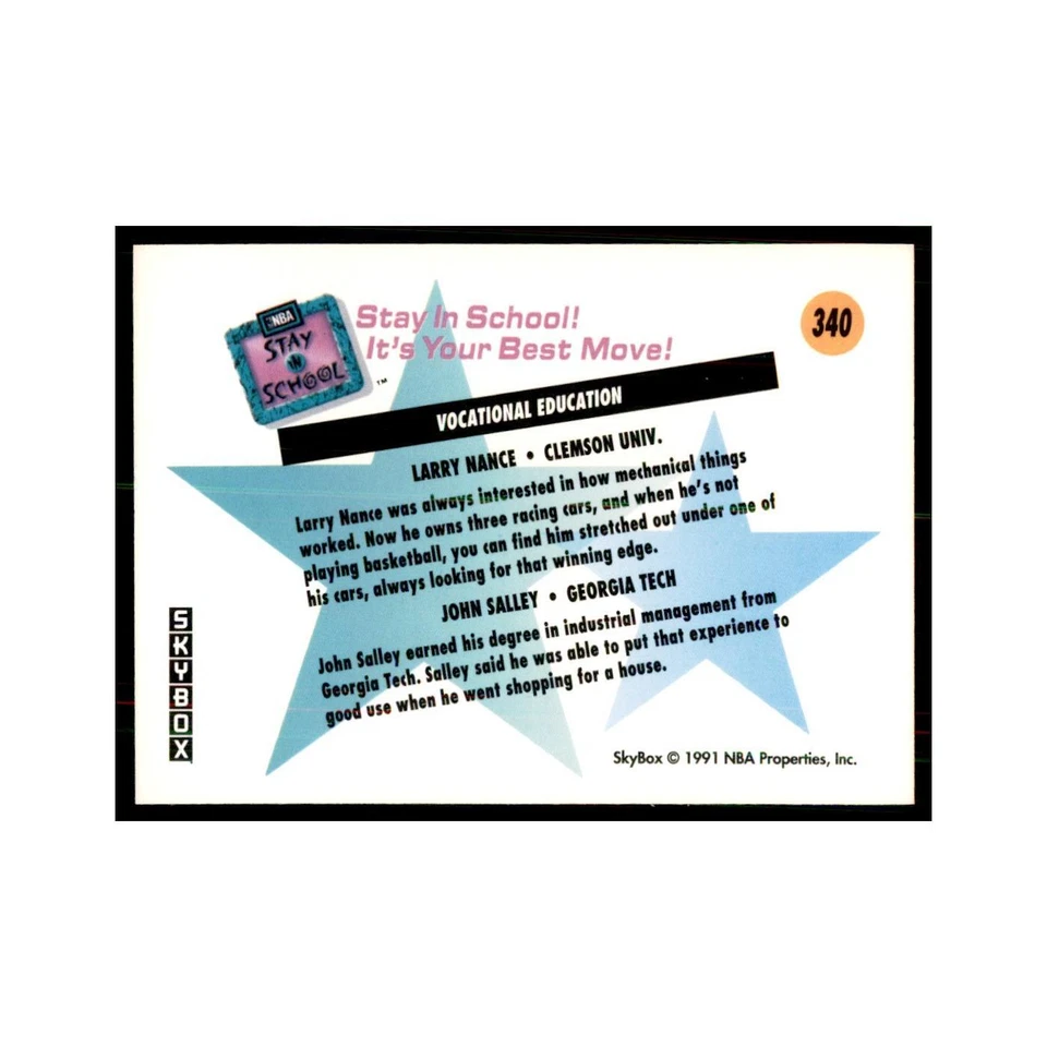 1991 SkyBox Vocational Education Basketball Cards #340 - Image 2 of 3