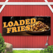 LOADED FRIES Food Snack Gourmet Indoor Outdoor Banner Sign with grommets