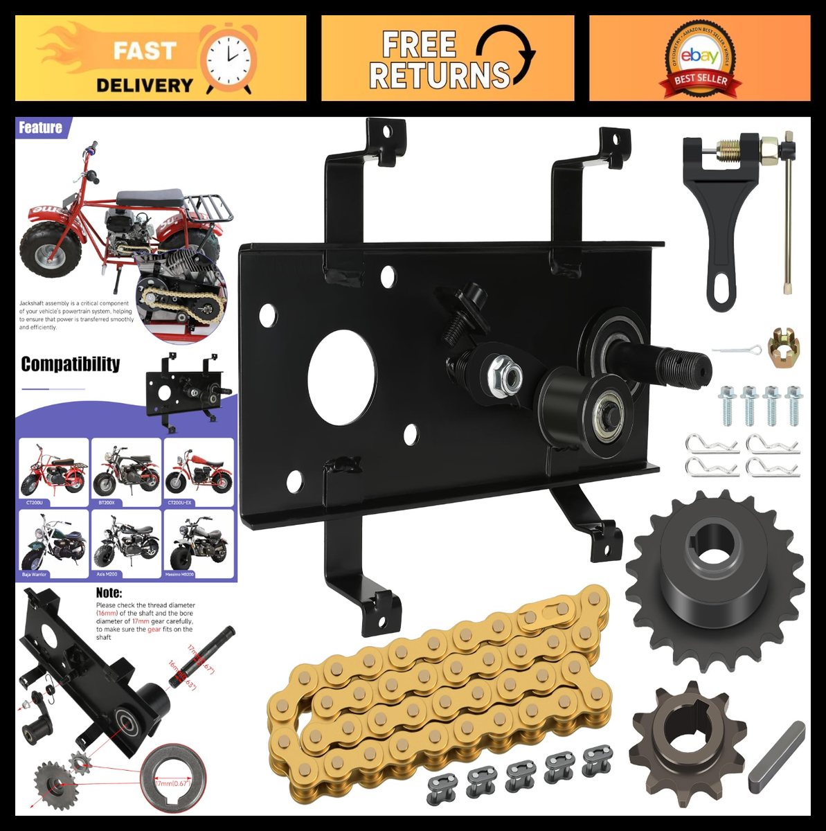 Mini Bike Jackshaft Assembly Cover Kit - 196cc 212cc Engine Parts