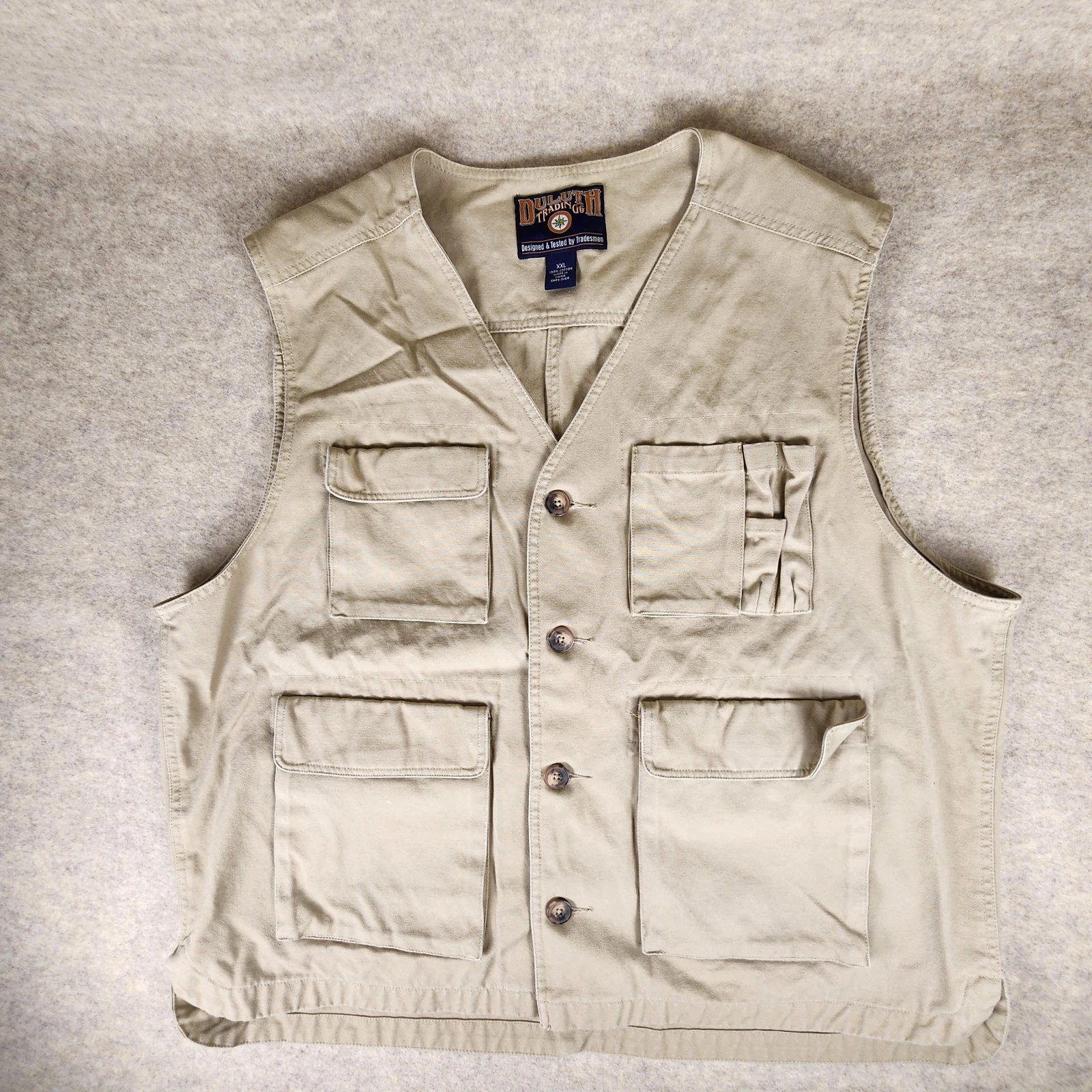Duluth Khaki Hunting Cargo Vest Duluth Trading Men XXL VGUC