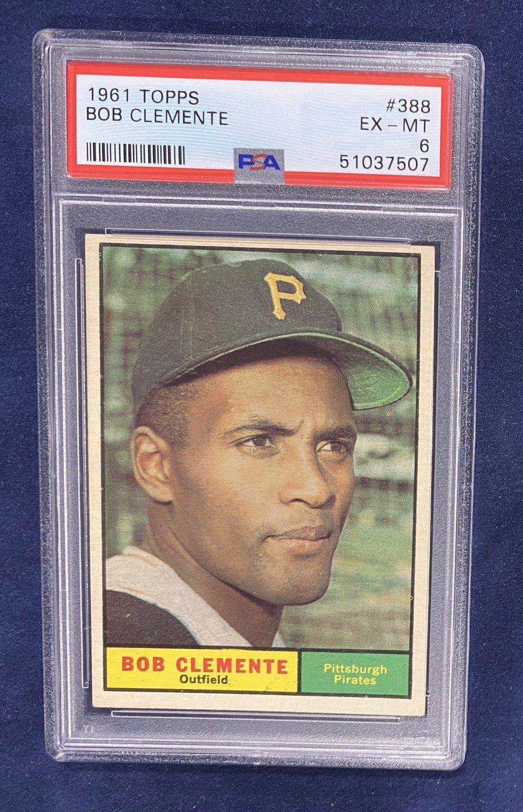 1961 TOPPS #388 BOB ROBERTO CLEMENTE Pittsburgh Pirates  PSA 6 EX-MT view 3