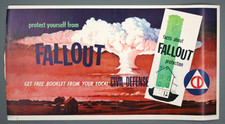 Original Vintage Cold War Era Fallout Poster/Window Card, Civil Defense, 1958