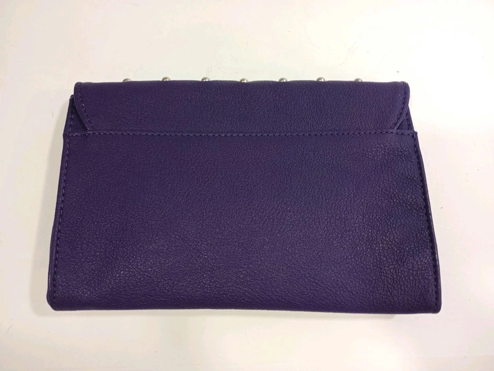 Bolso sin asas bandolera Grace Adele púrpura de imitación de cuero y estrás nuevo Foto 3 de 4