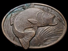 IF21106 VINTAGE 1970s  LARGE MOUTH BASS  GETTING HOOKED BELT BUCKLE