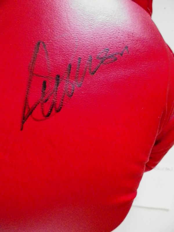 AZUMAH NELSON -BOXING HOFer  AUTHENTIC AUTOGRAPHED EVERLAST BOXING GLOVE 6-13-04