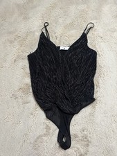 Astr The Label Body Suit Tank Top Woman s Size S Black Textured Center Slit