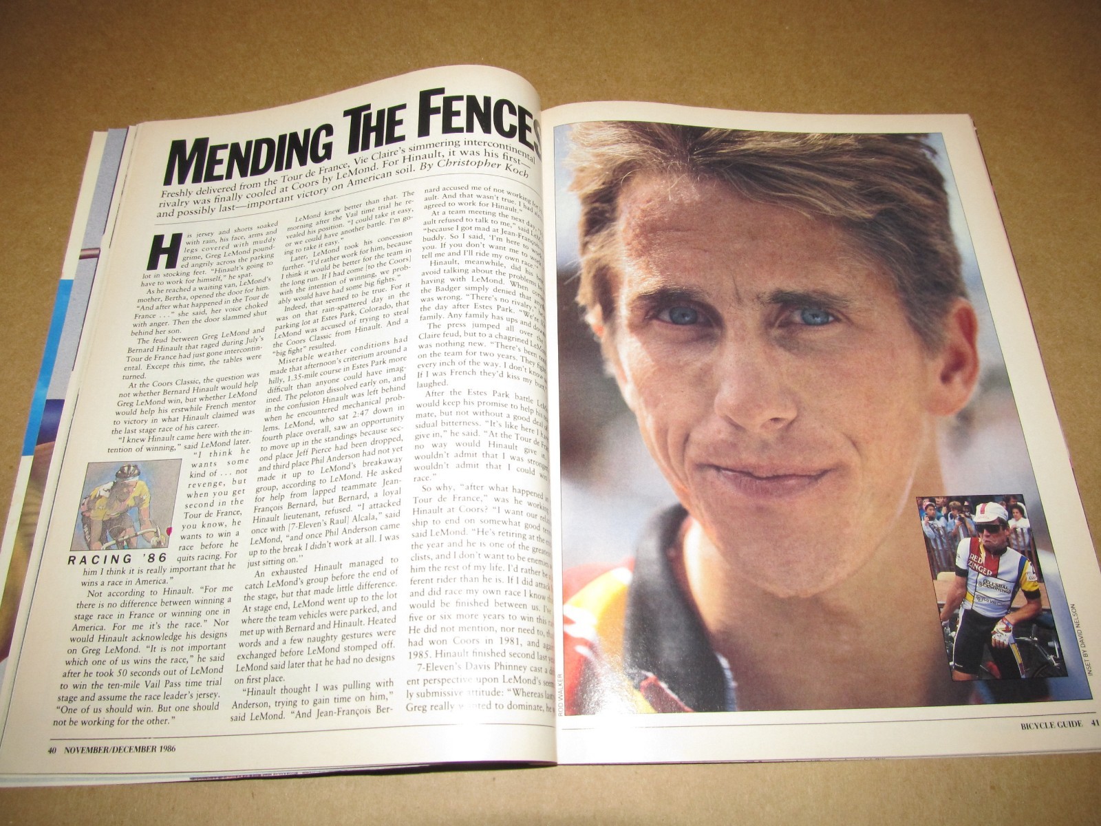 GREG LEMOND Dec. 1986 Bicycle Guide Magazine Tour de France & Hinault Rivalry