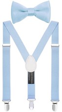 Suspenders and Bow Tie Set for Men Adjustable for Wedding 47 IN Baby Blue