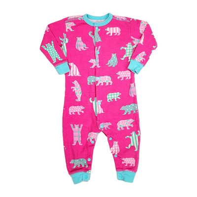 Hatley's Little Blue House 6-12m Hot Pink Footless Snap Jumpsuit Pattern Bears