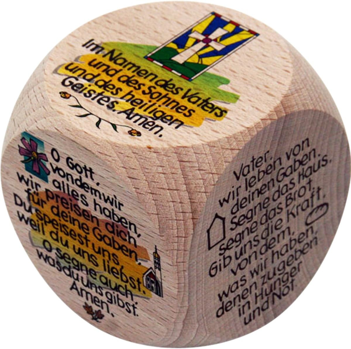 Gebetswürfel Tischgebete farbig - für Kinder und Erwachsene aus Holz- Taufe Komm