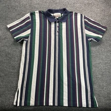 Vintage Carolina Colours Polo Shirt Womens 22W/42 Stripe Plus Navy Green 90s