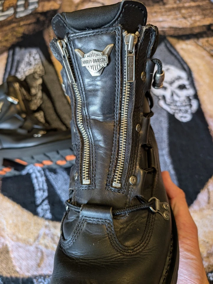 Harley-Davidson Brake Light Double Zip Boots Size 8.5 Leather Motorcycle 91680 - Image 4 of 4