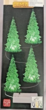Lemax Crystal Color Changing Lighted Trees Set of four- 3 Color Changeable 4.75"