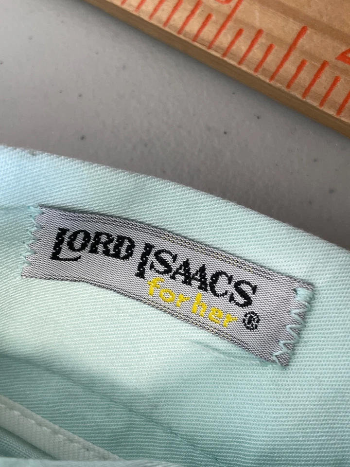 Vintage 90s Lord Isaacs Belted High Rise Pants Size 6 Aqua Blue Deadstock NEW - Image 3 of 4