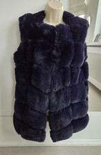 Jayley navy faux fur long gilet UK  12