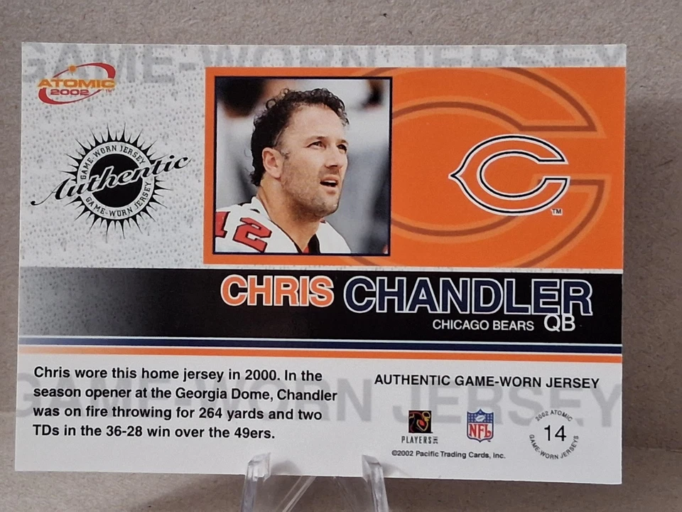 2002 Pacific Atomic - Authentic Game-Worn Jersey Chris Chandler #14 (MEM) - Image 2 of 2