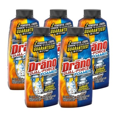 Drano Dual-Force Foamer Clog Remover, 17 oz (Pack of 5) 17 Fl Oz