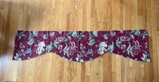 RLF Home Window Valance Burgundy Floral Scalloped Cotton Cottagecore 17x70