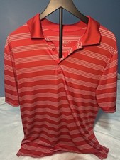 Nike Golf Tour Performance Dri-FIT Red Striped Polo Shirt L Men's Short Sleeve  
