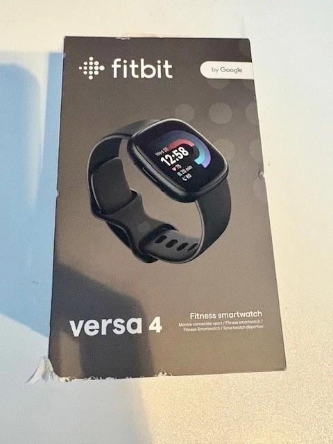 Fitbit Versa 4 Fitness Smartwatch - Graphite Aluminum Case & Black Infinity Band