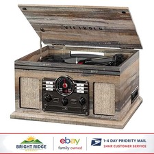 6-in-1 Bluetooth Record Player with Built-in Speakers FM Radio Functionality