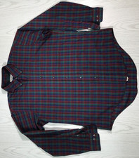 Vintage Arrow Long Sleeve Button Down Shirt Men 16.5 34/35 Tartan Plaid Made USA