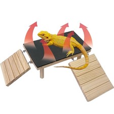 Gxsdj Bearded Dragon Basking Platform,Wooden Reptile Cave Small, brown