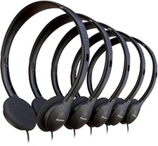 5 Pack Bulk Wired Headphones, On Ear with 3.5mm Jack, 4ft Tangle Cable, Comfo...