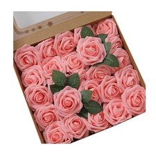 25pcs Artificial Flowers, Fake Flowers Roses W/stem For DIY Wedding Bouquets Cen