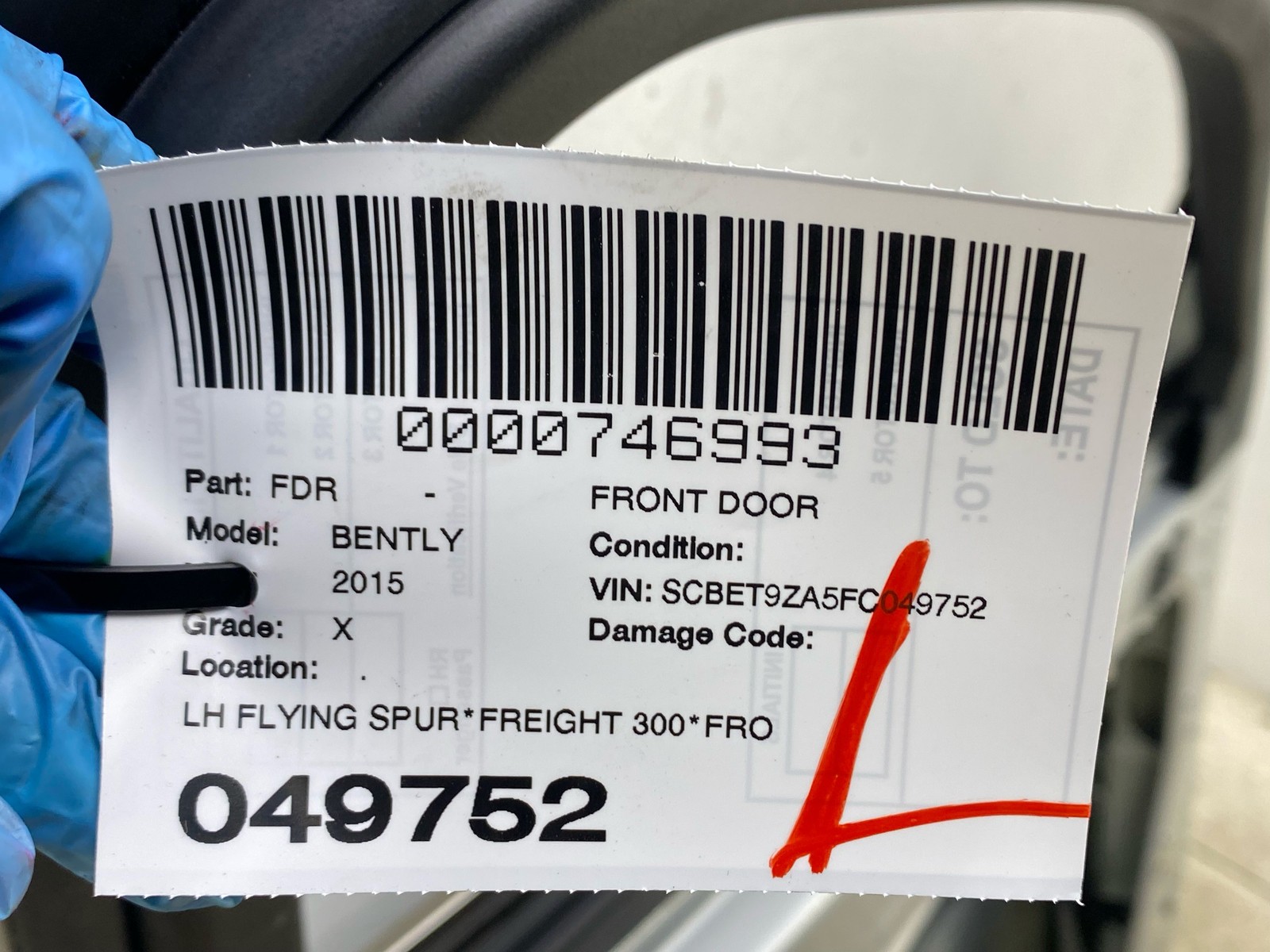 2014-2019 BENTLEY FLYING SPUR FRONT LEFT DOOR SHELL SILVER FROST METALLIC(6770)