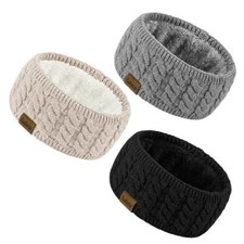 Winter Headbands for Women 3 Pack, Warm Thick Ear Beige Black Light Gray