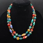 Colorful Hong Kong Beaded Layered Necklace Vintage Costume Jewelry