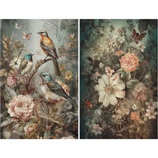 Vintage Bird Floral #5 | A4 Mulberry Rice Paper | Paper for Decoupage