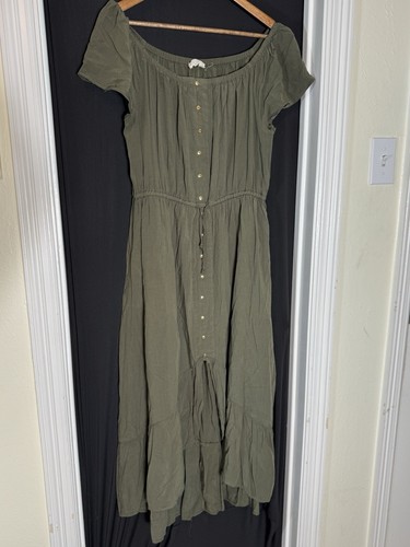 Damen Maxikleid olivgrün Übergröße Komfort Boho Landhaus Fee 1X - Bild 2 von 8