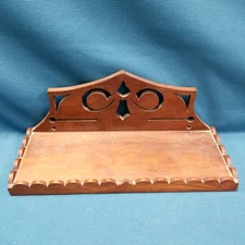 Vtg 13.5" x 5" x 5.5" Carved Wood Ornate East Lake Craftsman Style Wall Shelf 