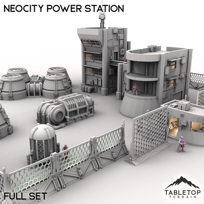 NeoCity Power Station - Cyberpunk Tabletop Terrain