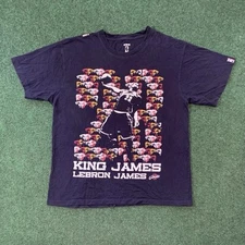 Vintage UNK NBA LeBron James T Shirt Mens 2XL Navy Blue Graphic Short Sleeve Y2K