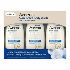 Aveeno Skin Relief Body Wash Fragrance Free 18 Fluid Ounce Pack of 3