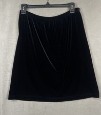Joanna Black Velvet Skirt Womens Sz PM Velour Gothic Witchy Whimsical Midi Read