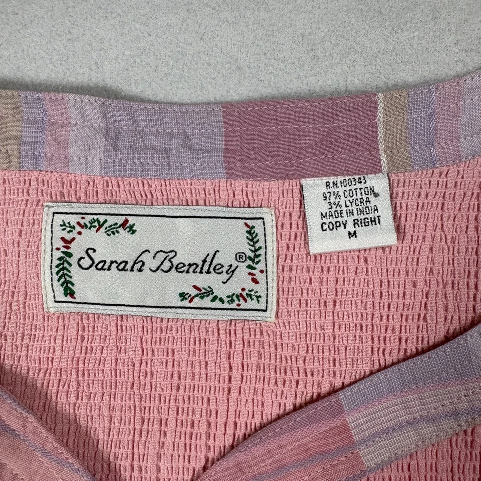 Sarah Bentley 粉色纹理背心女式 M 波西米亚布贴装饰 Y2K 夏季 — 第 2/4 张图片