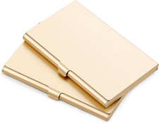 2PCS Gold Business Card Holder Case Aluminum Alloy Metal Business Card Case Orga