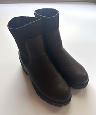 Cushionaire Women's Leather Chelsea Ankle Boots Brown US 7.5 Block Heel