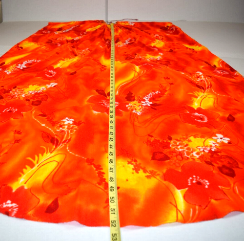 Maxi Caftan Dress VTG 60s Fire Orange Yellow Flowy Cinch Neck Sz S/M - Picture 4 of 7