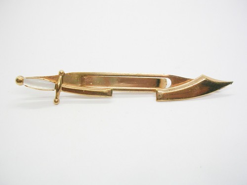 Vintage Cravat Holder Freemason Tie Bar Scimitar Shriners SWANK Tie Clip - Picture 3 of 3